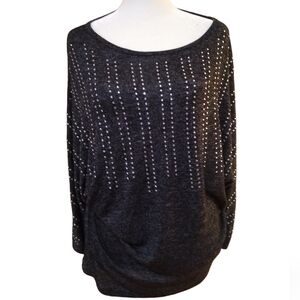 Women's Black Rhinestone Sweater